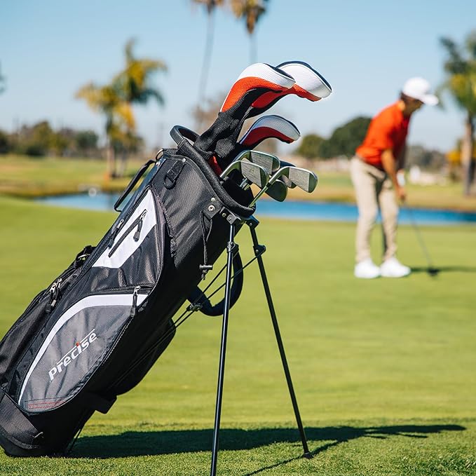 Precise M5 Men’s Golf Set – 460cc Driver, Wood, Hybrid, 5-PW Irons, Putter, Stand Bag, 3 Headcovers