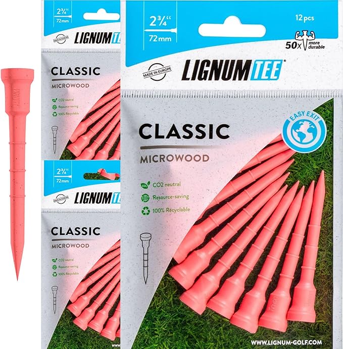 LIGNUM Unbreakable Microwood Golf Tees 50x More Durable/Adjustable Golf Tee/Innovative Wood Fiber and Natural Adhesives/Golf Tee, Golf Tees, Tees Golf, Golf Ball Tees/Pack of 3