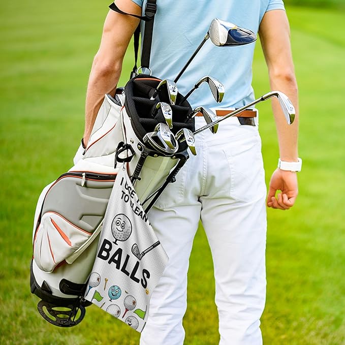 Funny Golf Towel with Carabiner Clip 24"x16" Cute Fun Golf Towels for Golf Bags Microfiber Waffle Golfs Rag for Disc Balls Clubs Golfs Accessories for Men Women Dad Husband