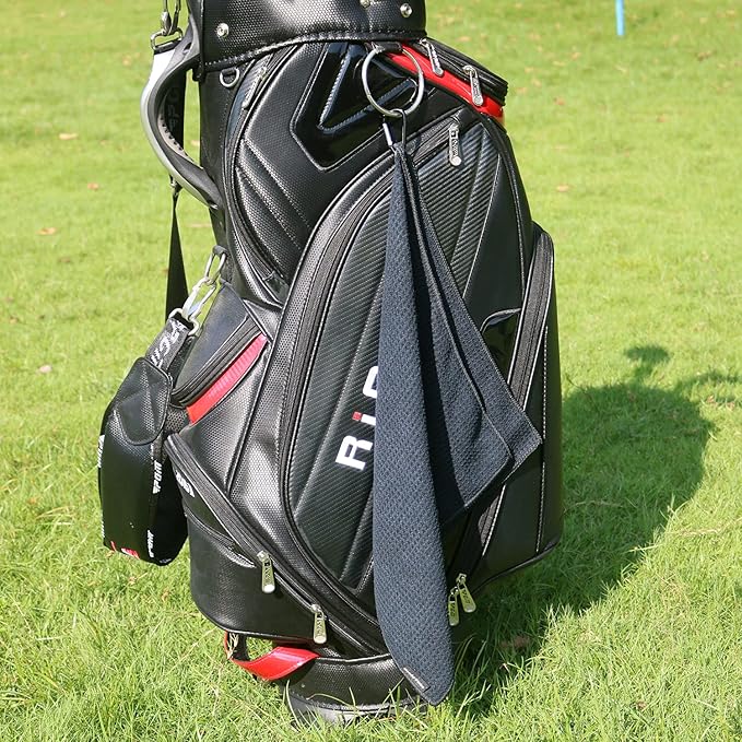 Handy Picks Microfiber Golf Towel (16" X 16") with Carabiner Clip, Waffle Pattern Golf Towel Hook and Loop Fastener - The Convenient Golf Cleaning Towel