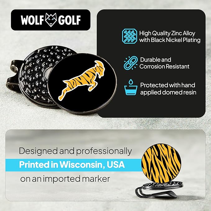 Wolf Golf Towels Golf Ball Marker Hat Clip Set | Multiple Sets to Choose from | 1 Magnetic Clip + 3 Ball Markers | Golf Accessories for Men & Women