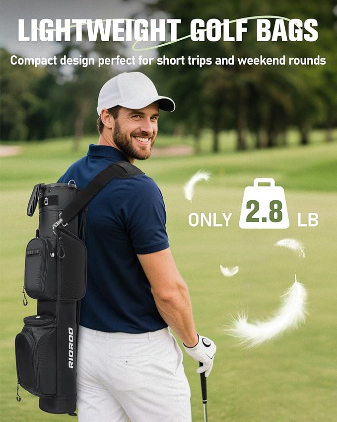 Golf Stand Bag, 3 Way Lightweight Par 3 Golf Bag Dividers Fits Up to 9 Clubs, Easy to Carry Pitch n Putt Golf Bag for Driving Range and Executive Courses
