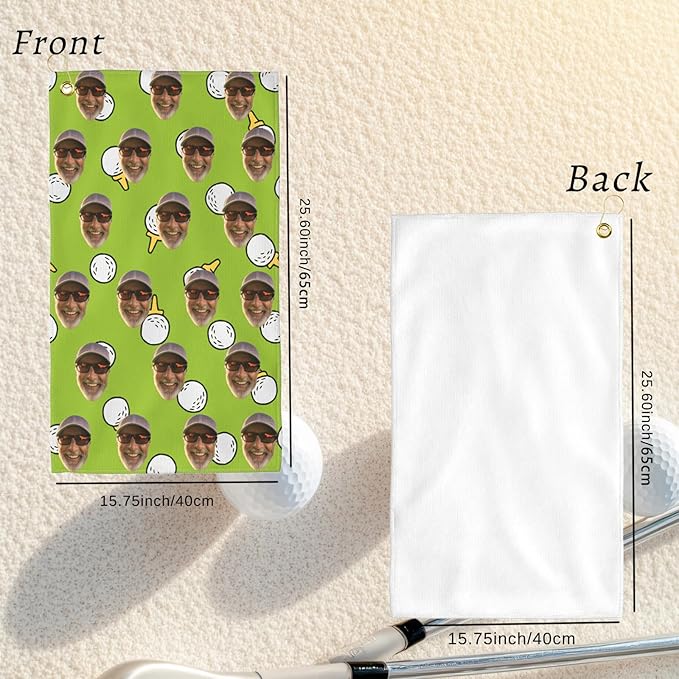 Custom Golf Towel Personalized Funny Golf Towels with Name Text Photo Golf Gifts for Men Women Dad Husband Golfer