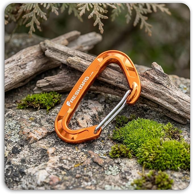 FresKaro 15kN-3372lbs Heavy Duty Wiregate Carabiners, Reliable Time-Tested Stainless Steel Spring Gate, for Camping, Hiking, Hammocks, Backpacking, Dog Leash etc., 3.15inch