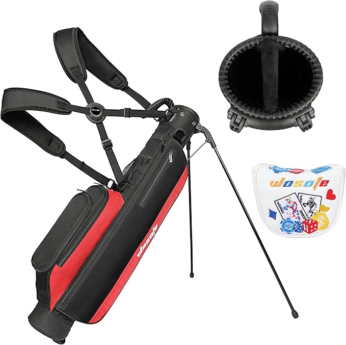 Golf Stand Bag,Lightweight Small Golf Bag,Medium Golf Carry Bag, 2-3Way Divider Men and Women with Adjustable Shoulder Strap Multiple Pockets with Golf Putter Covers