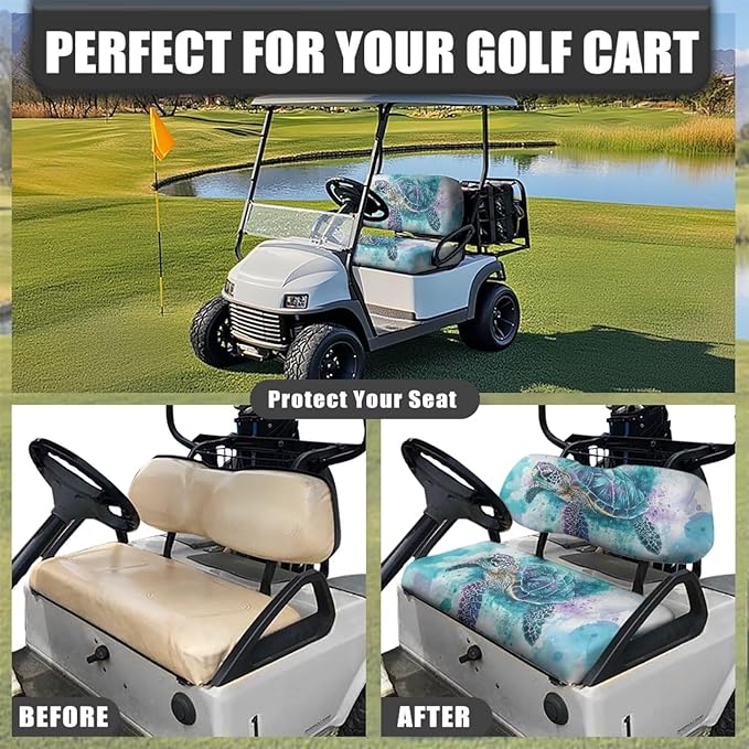 Fashion Print Golf Cart Seat Covers 2 Passenger Golf Cart Backrest Cover Golf Cart Seat Towel Gift for Friends