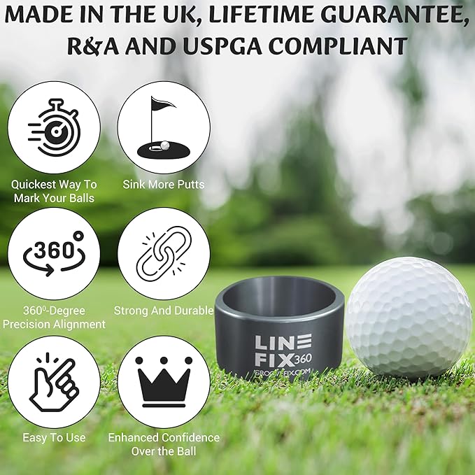 LineFix360 (GUN METAL) Golf Ball Alignment Marker – Precision 360° Line Tool for Enhanced Putting Accuracy