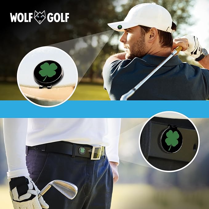 Wolf Golf Towels Golf Ball Marker Hat Clip Set | Multiple Sets to Choose from | 1 Magnetic Clip + 3 Ball Markers | Golf Accessories for Men & Women