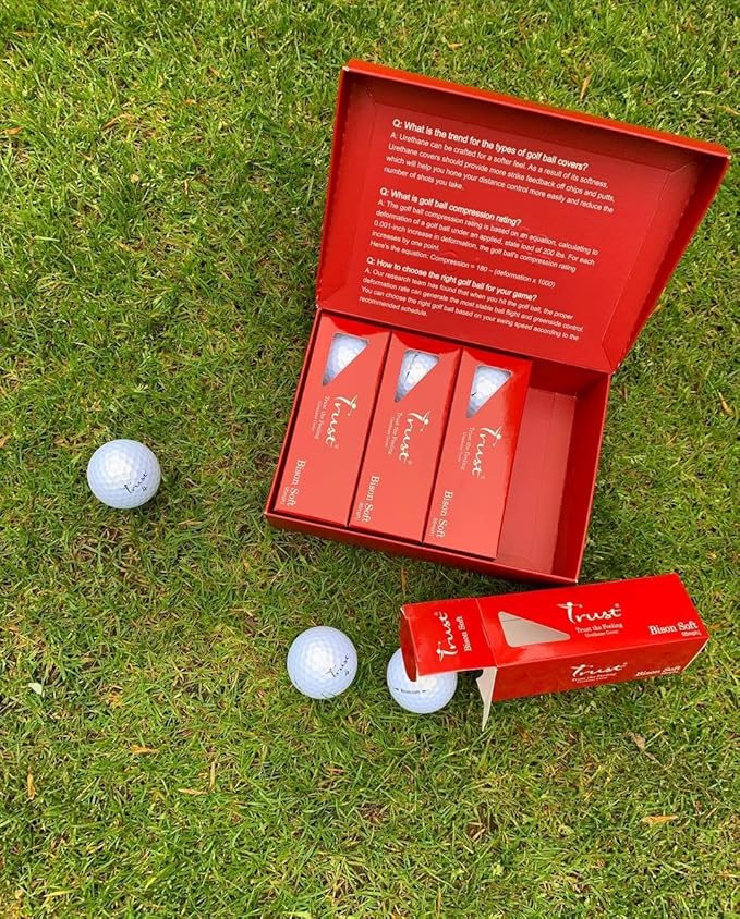 Trust Golf Ball I K8 Bison I Urethane Cover with Reactive Core I 3-Pcs I for Different Swing Speed I 12, 48, or 100 Balls I