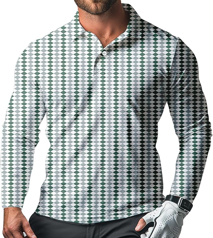 Men's Long Sleeve Golf Shirt Quick Dry 3 Button Work Fishing Outdoor Casual Collar Shirt