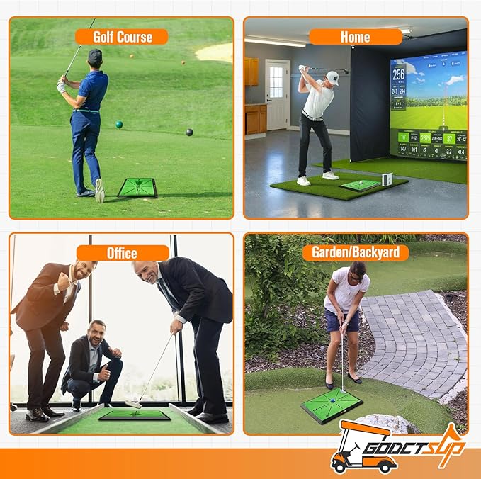 Golf Hitting Mat with Instant Swing Path Feedback, Extra Replaceable Golf Practice Mat for Home Outdoor Use, Turf Driving Impact Swing Pad, Non-Slip Rubber Base Training Aid, Gifts Idea