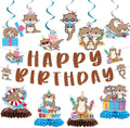 Otter Birthday Party Decorations - 12PCS Sea Otter Party Decorations Happy Birthday Banners Hanging Swirls Honeycomb Centerpieces Under the Sea Ocean Animal Themed Supplies Decor