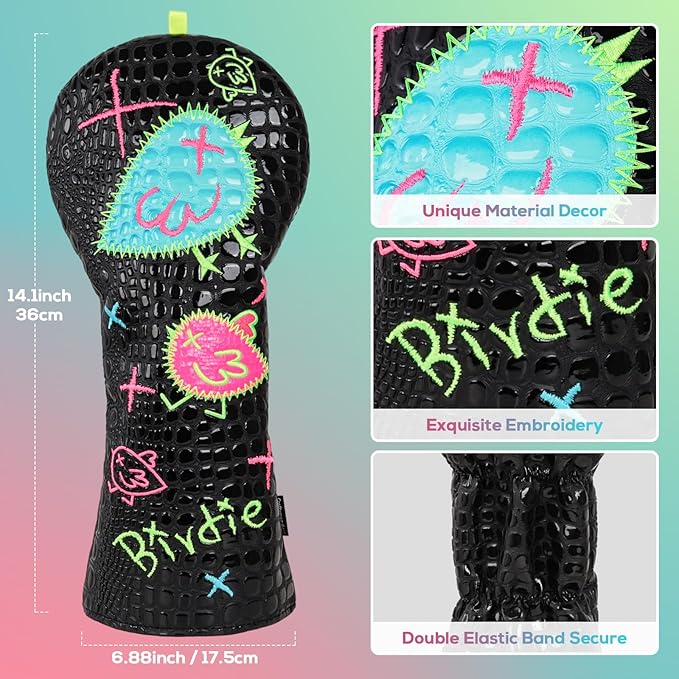 Craftsman Golf DF3 Putter Cover Golf Headcover Center Shaft Birdie Design OZ1 Headcover Mallet Putter Cover with Magnetic Closure for Driver Mid Mallet Putter Heel Shafted