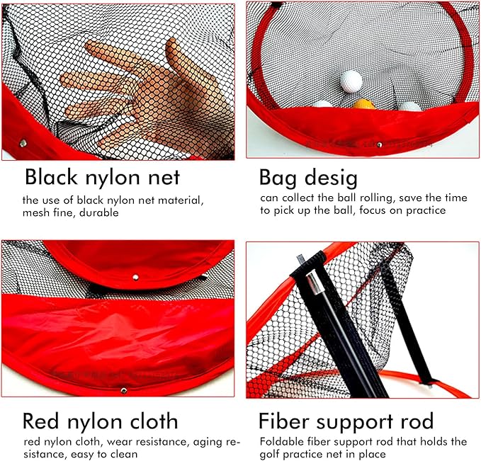 3 in 1 Golf Chipping Practice Net Set, Foldable Nylon Indoor Outdoor Training, Large Medium Small Sizes - Durable Material, Easy Setup, Perfect for Backyard and Golf Skill