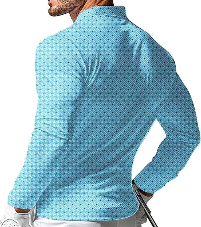 Men's Long Sleeve Golf Shirt Quick Dry 3 Button Work Fishing Outdoor Casual Collar Shirt