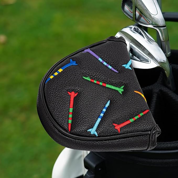 Colorful Nails Style Golf Half Mallet Putter Cover Headcover, Golf Putter Club Cover Magnetic Golf Head Covers Headcovers Club Protective Equipment