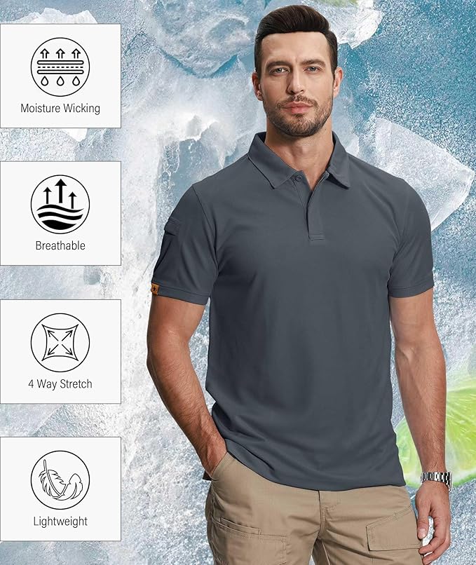 ZITY 5 Pack Mens Polo Shirt Short Sleeve Sports Golf Tennis T-Shirt Moisture-Wicking Summer Shirts