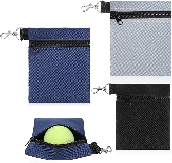 Golf Tee Bag, 3 Pack Golf Tee Pouch 5.5 X 6.7 Inch Zipper Golfs Accessory Bag with Clip Utility Tees Holder with Zipper, Golfs Ball Storage Accessory Bags with Clip for Men Women GolfGift