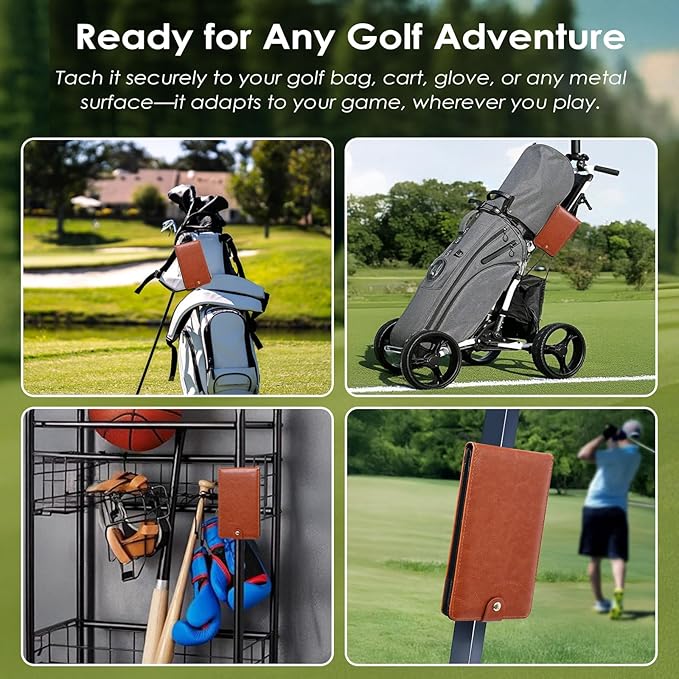 Magnetic Golf Scorecard Holder All-in-One, High-End Leather Golf Yardage Book Holder, Scorecard Book Yardage Book Cover Universal Fit for Scorecard, Golf Accessories Fit for Most Back Pocket