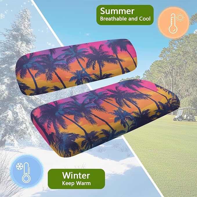 Golf Cart Seat Covers, Universal Fit & Nonskid Bottom Fits for Club Car 2 Person Seats Golf Carts