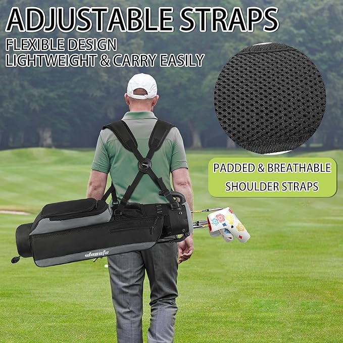 Golf Stand Bag,Lightweight Small Golf Bag,Medium Golf Carry Bag, 2-3Way Divider Men and Women with Adjustable Shoulder Strap Multiple Pockets with Golf Putter Covers