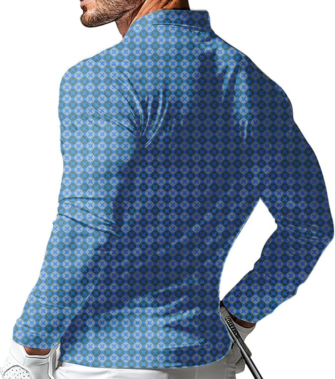 Men's Long Sleeve Golf Shirt Quick Dry 3 Button Work Fishing Outdoor Casual Collar Shirt