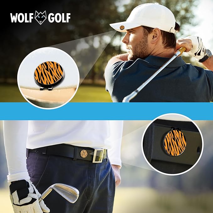 Wolf Golf Towels Golf Ball Marker Hat Clip Set | Multiple Sets to Choose from | 1 Magnetic Clip + 3 Ball Markers | Golf Accessories for Men & Women