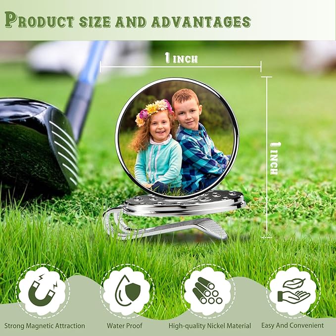 Personalized Golf Marker Hat Clip, Custom Magnetic Golf Hat Clip with Photo Name Text Logo, for Men, Women and Golfers