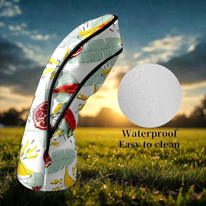 Premium Leather Golf Club Headcovers,Mango Pattern Fits Driver Hybrid Fairway 3/5 Wood,with Scratch-Resistant Lining, Gift for Men and Women