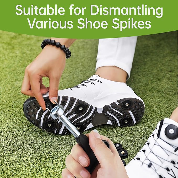 Golf Spike Wrench Zinc Alloy Golf Spike Tool with Ergonomic Handle Universal Spike Shoes Replacement Tool for Spike Shoes