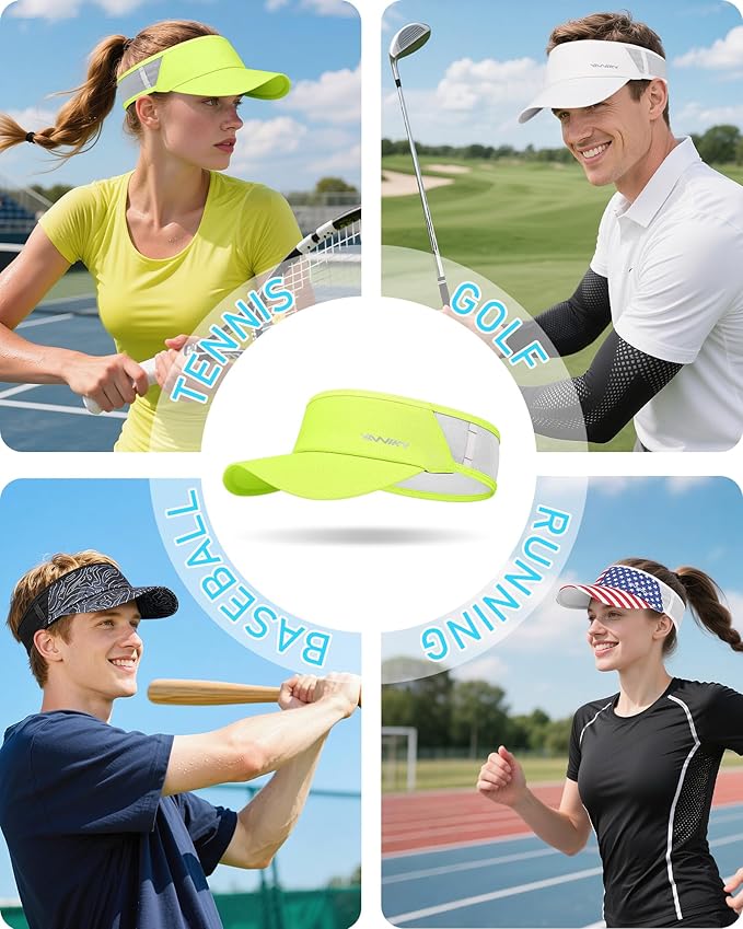 Sports Sun Visor Hats for Women Men Lightweight Breathable Cooling Stretchy Visors Foldable UPF 50+ for Running Tennis Golf