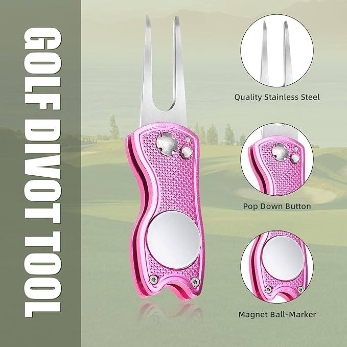 Mile High Life Printed Golf Towel(16"x24"), Brush Tool Kit, Divot Repair Tool, Microfiber Towel，Brush with 2FT Retractable Cord, Repair Tool w Magnetic Golf Ball Marker
