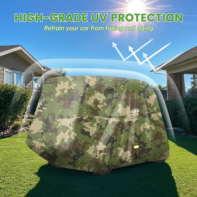 10L0L 2/4/4+2 Passenger Golf Cart Cover Upgrade Extended Roof, 600D Waterproof Snowproof Windproof Sunproof Durable Full Golf Cart Covers for Yamaha,EZGO,Club Car and Other