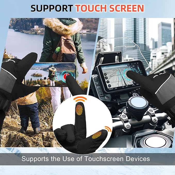 Winter Waterproof Ski Snow Warm Gloves for Women Men, Windproof Cold Weather Thermal with Touchscreen Fingers, for Running Driving Cycling Hiking Biking Outdoor Sports