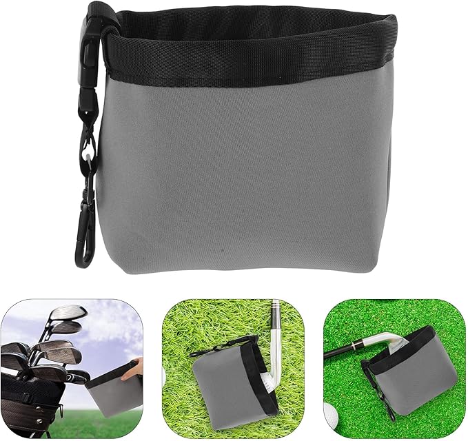 Golf Club Cleaning Pouch with Gear Clip Hook Portable Golf Ball Cleaning Bag Removable Brush Holder for Men for Women