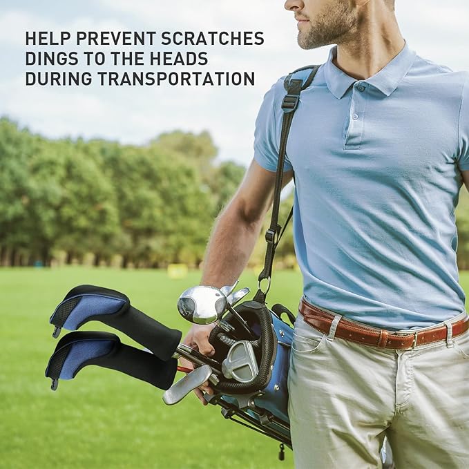 FINGER TEN Golf Club Head Covers for Hybrids Long Headcover Interchangeable Accessories for Ultimate Club Protection