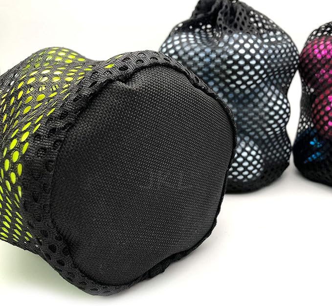 JKL 5 Pack Small Golf Ball Bags, Golf Mesh Bags,Sports Net, Round Storag,little nylon mesh bag,Colorful Drawstring mesh Bags for accessories（Red Yellow Blue Green Black）