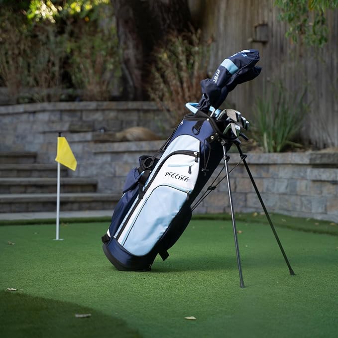 Precise M3 Complete Womens Golf Clubs Set, Includes Driver, Fairway, Hybrid, 7-PW Irons, Wedge, Putter, Stand Bag, 3 H/C's Blue, Golf Clubs Women Right Handed, Regular or Petite Size
