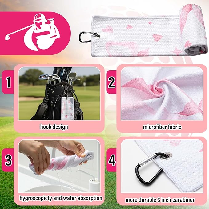 Liliful 12 Pcs Golf Accessories Kit, Include Golf Ball Bag with Hook Towel Tees Magnetic Ball Marker Divot Tool Cleaner Brush for Women Man Gifts