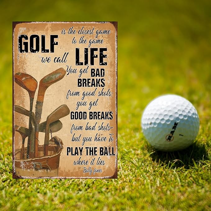 Golf Decor Signs Wall Art Golf Life Metal Tin Sign Vintage Golf Poster Golf Decoration For Home Man Cave Decor Golf Office Decoration Outdoor Indoor 8x12 Inch