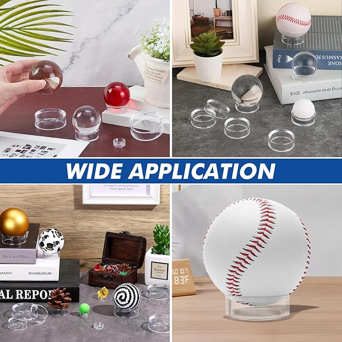 120 Pcs Baseball Holder Ring Stand 0.6/1.22/1.77 Inch Round Acrylic Stands, Small Display Stand Ring Clear Sphere Holder for Small Balls, Baseball, Golf Ball, Crystal Ball, Egg Stand, Marble, Softball