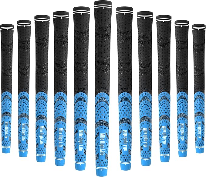 Mile High Life Golf Grips 13 Pack / 3 Pack - All-Weather Soft Rubber Golf Club Grips - High Shock Absorption, Enhanced Traction - Standard, Midsize & Jumbo Size (Core 0.58"-0.61")
