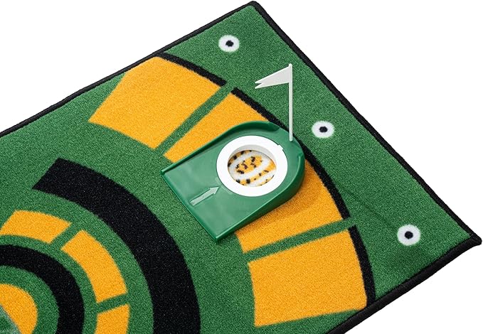GLANC Golf Putting Practice Mat Set with Alignment Mirror & Cup, 20 in X 10 ft Training Aid Mat, Anti-Slip Backing Golf Putting Green for Indoor and Outdoor Use