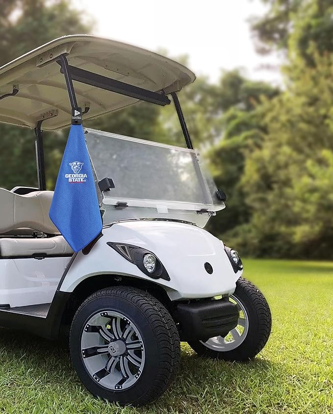 Magnetic Golf Towel Georgia State University - Waffle Weave Microfiber Towel with Ultra Strong Magnet & Clip for Secure Hold on Golf Bags & Cart - Ideal for Clubs & Accessories by Playing It Forward