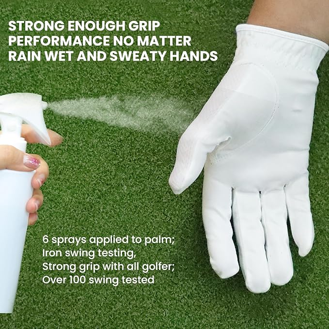 FINGER TEN Men's Golf Gloves for Right Left Handed Golfer Rain Grip Value 2 Pack, Golf Glove for Left or Right Hand Hot Wet Weather No Sweat Black Gray White Blue