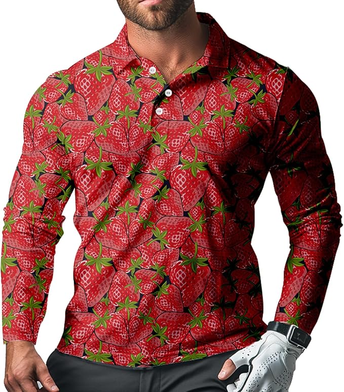 Men's Long Sleeve Golf Shirt Quick Dry 3 Button Work Fishing Outdoor Casual Collar Shirt