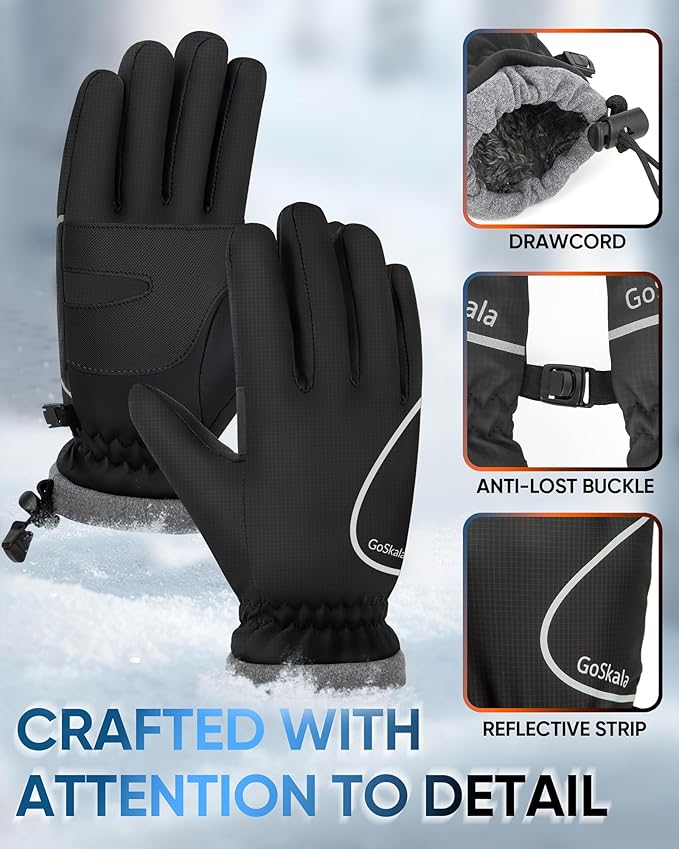 Winter Gloves for Women Men, Waterproof and Warm, Sensitive Touch Gloves for Cycling Running Working Outdoor Activities, Black