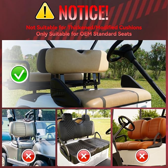 Golf Cart Seat Covers Front for Yamaha G29/Drive/Drive 2 2007+ Standard Seat Cushion, EZGO Vinyl Leather Seat Cover Set Replacement Accessories, No Staples, Black(4 PCS)