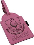 Custom Engraved Golf Luggage and Bag Tag - Personalized Golfing Accessories Gift for Golfer, Mom, Dad, Him, Her (Pink)