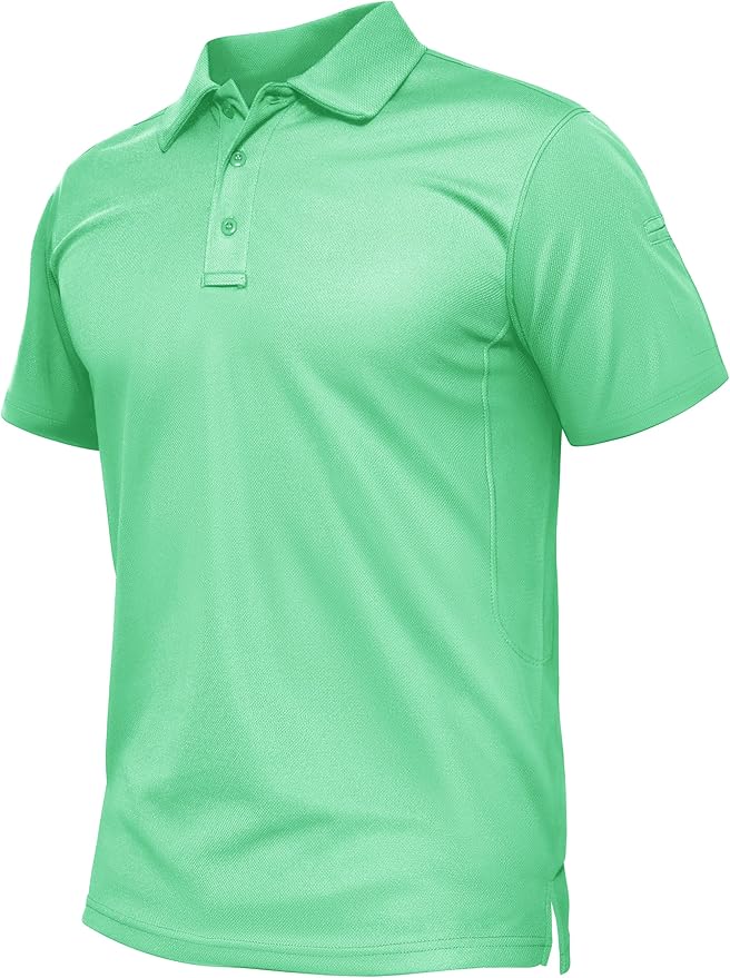 TACVASEN Mens Polo Shirt Short Sleeve Tactical Performance Collared Work Golf Shirts Dry Fit Pique Polos for Summer